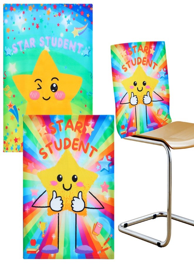 Sozize 2 PCS Star Student Chair Cover Colorful Seat Cover for Kids Classroom Chair Decorations, 18.9” x 15.7” - Image 1